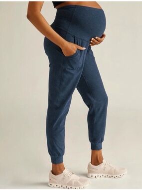 Beyond the Bump Maternity Jogger Pants Spacedye Blue Green Teal M